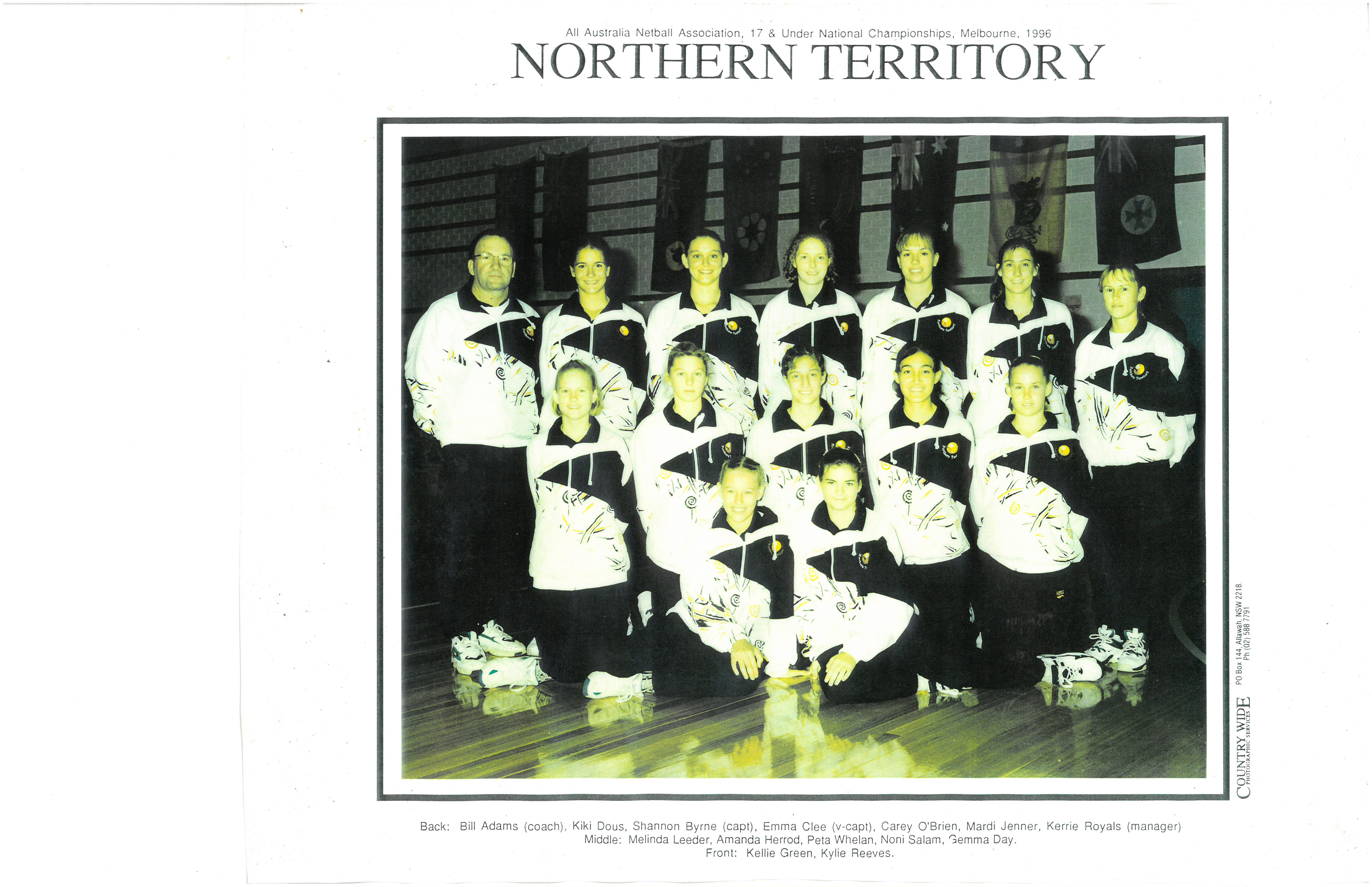 Netball NT  State Team 1996 - 17U Team Photo with Names