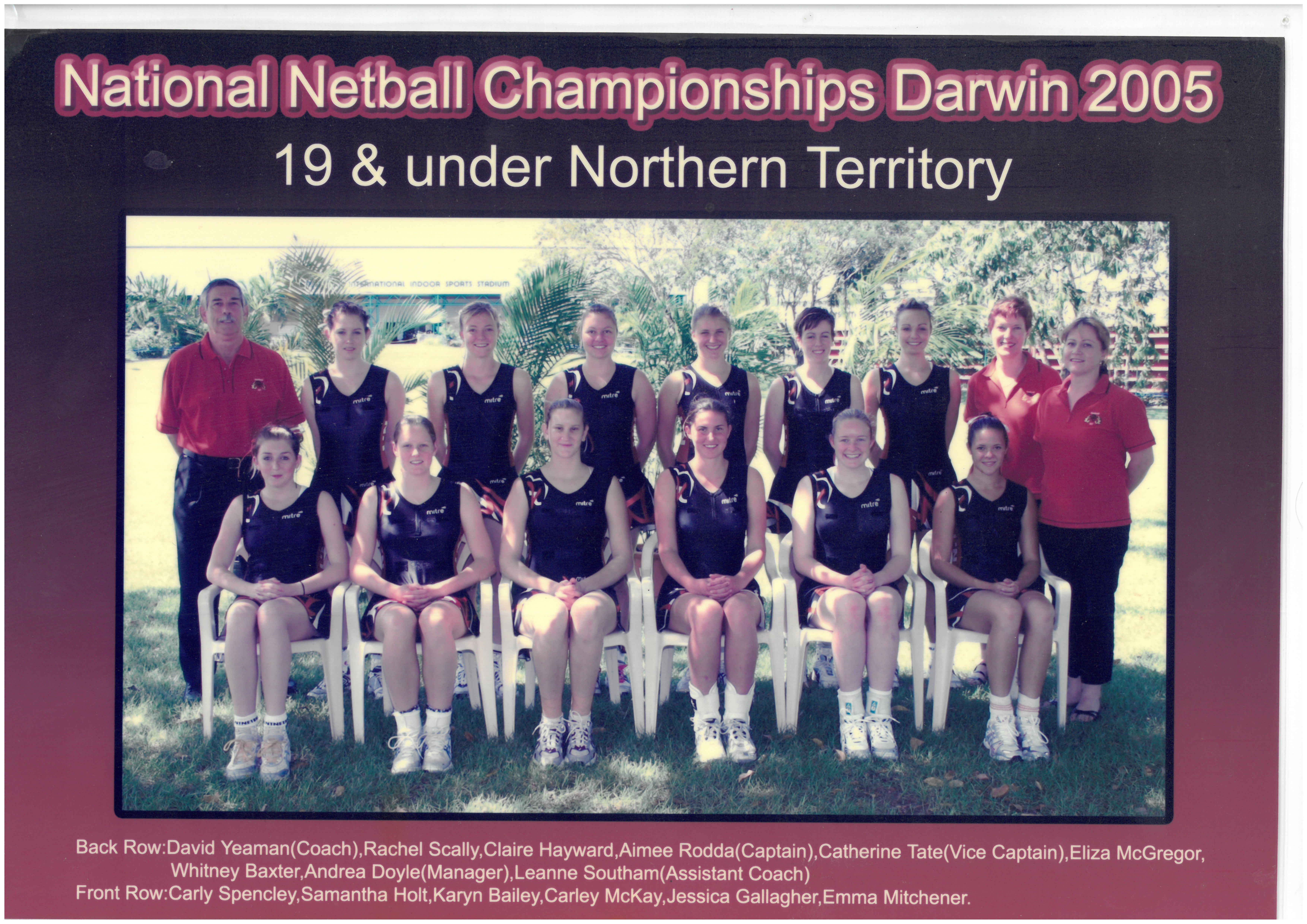 Netball NT State Team 2005 - 19U Team Photo with Names