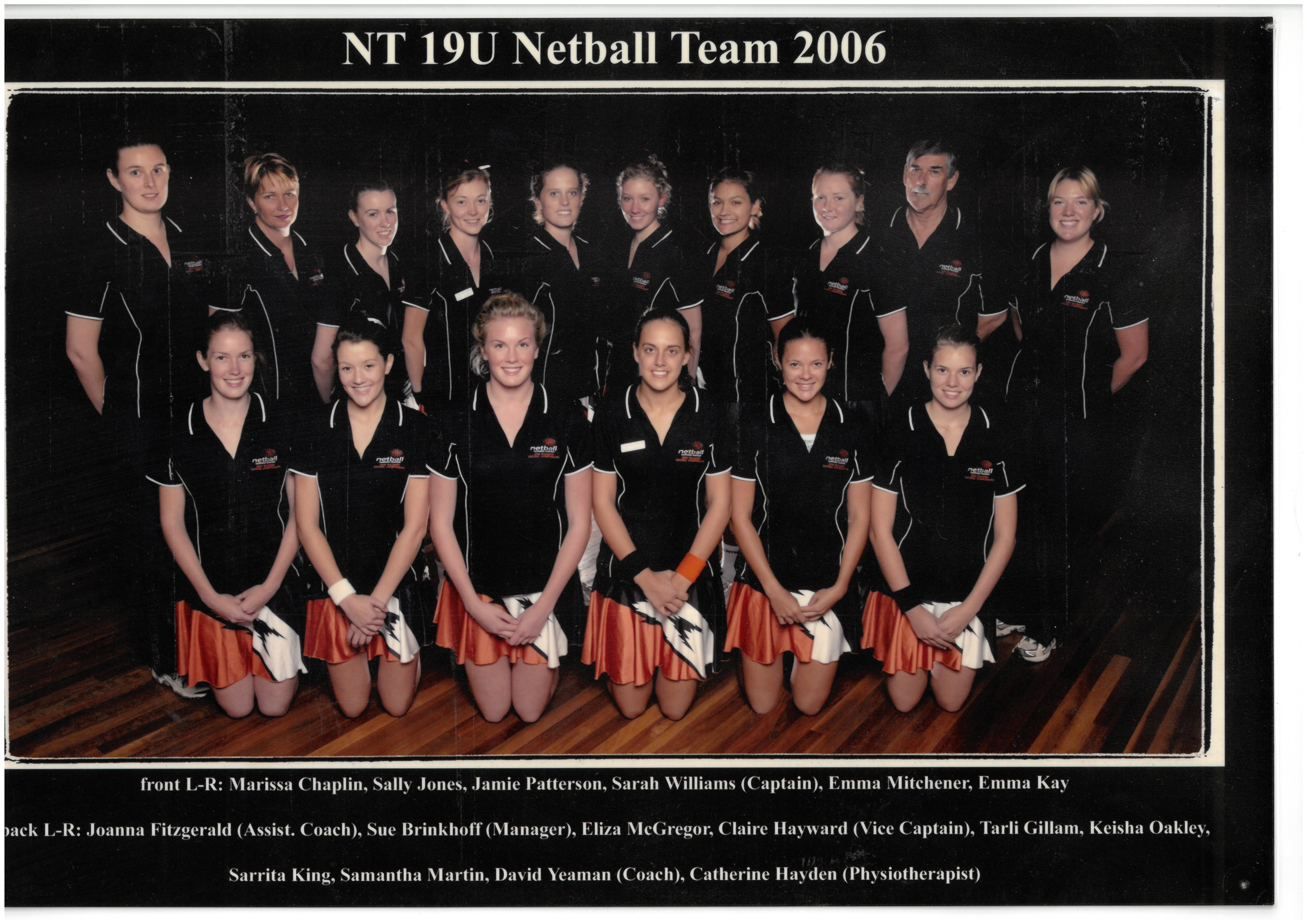 Netball NT State Team 2006 - 19U Team Photo with Names