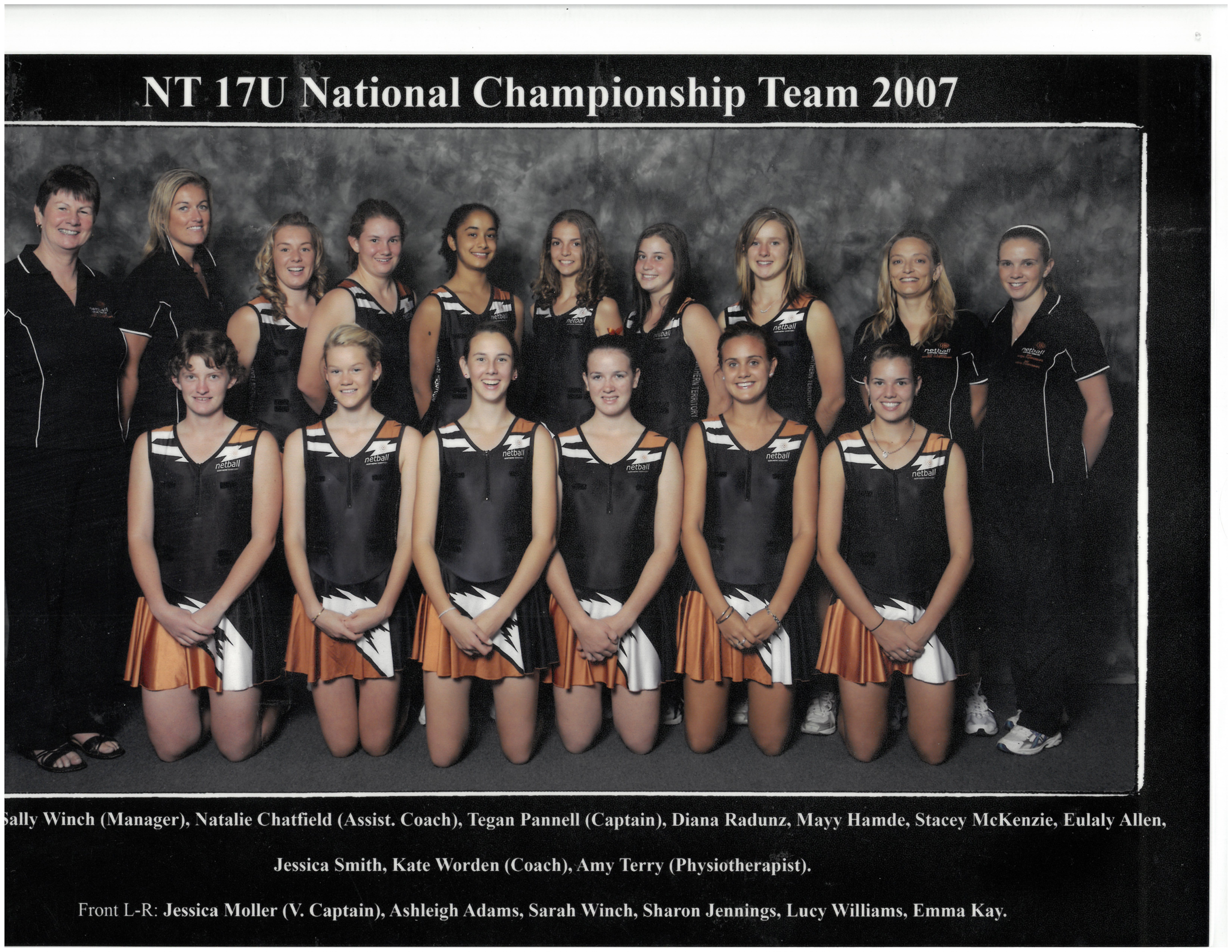 Netball NT State Team 2007 - 17U Team Photo with Names