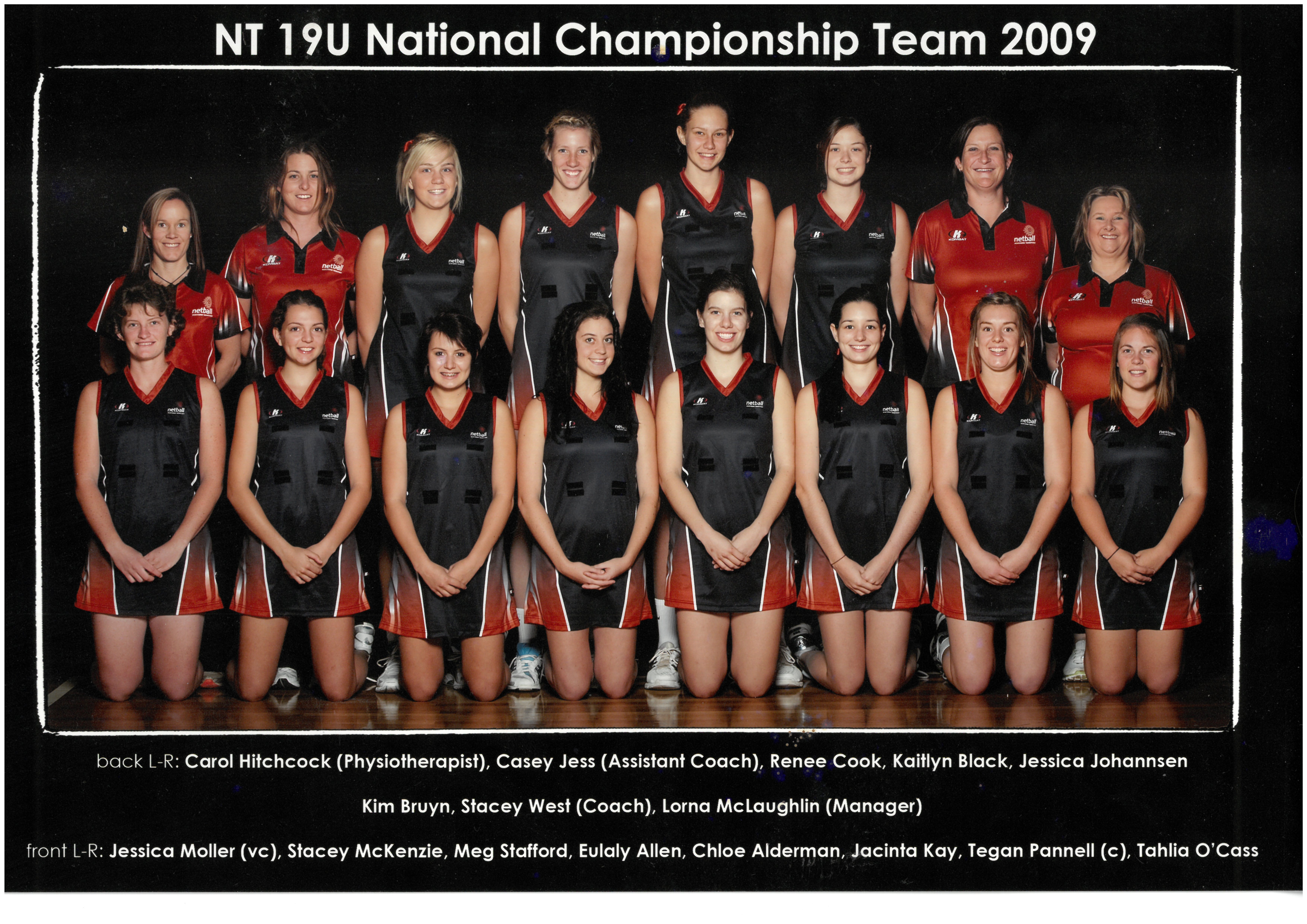 Netball NT State Team 2009 - 19U Team Photo with Names