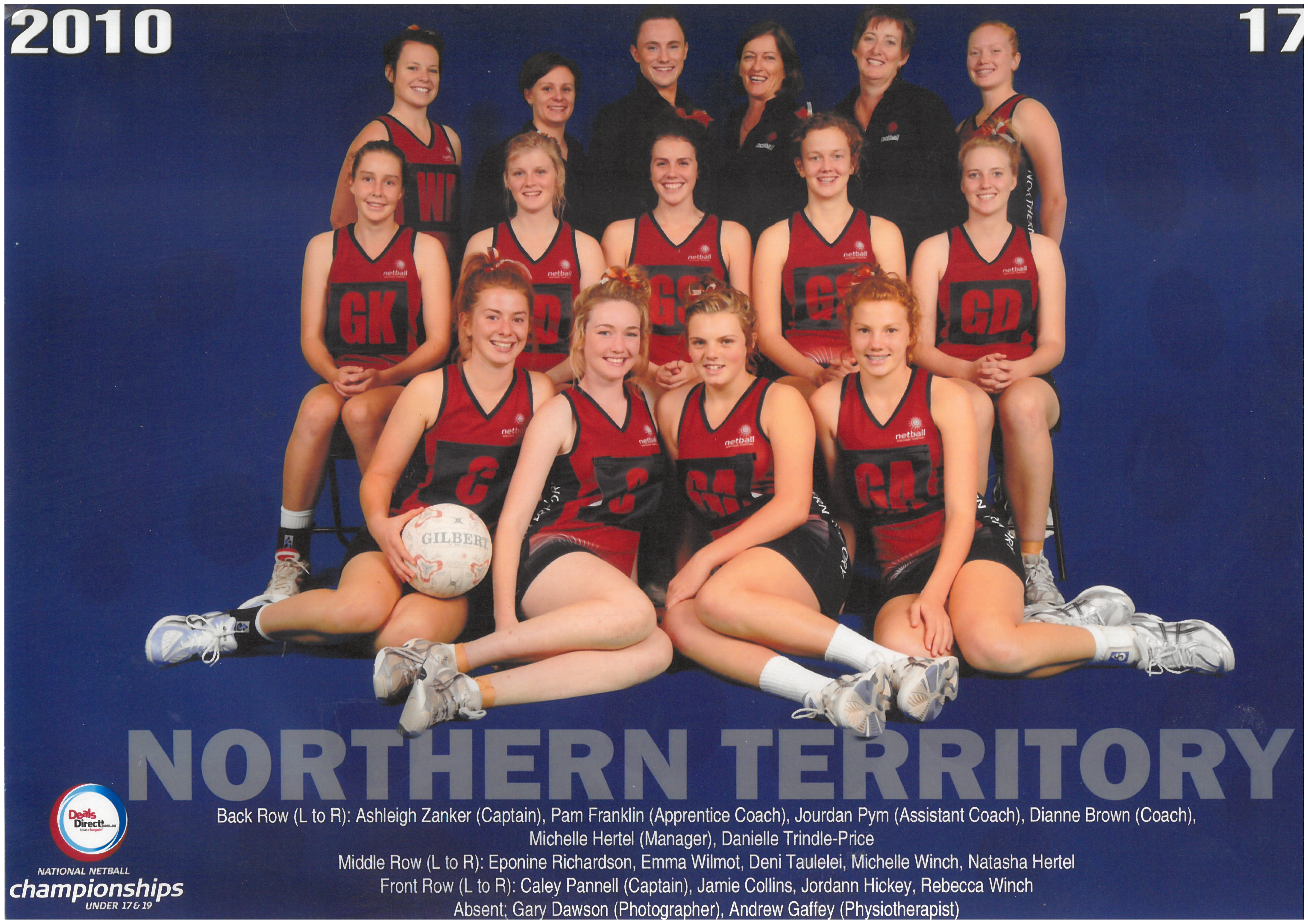 Netball NT State Team 2010 - 17U Team Photo with Names
