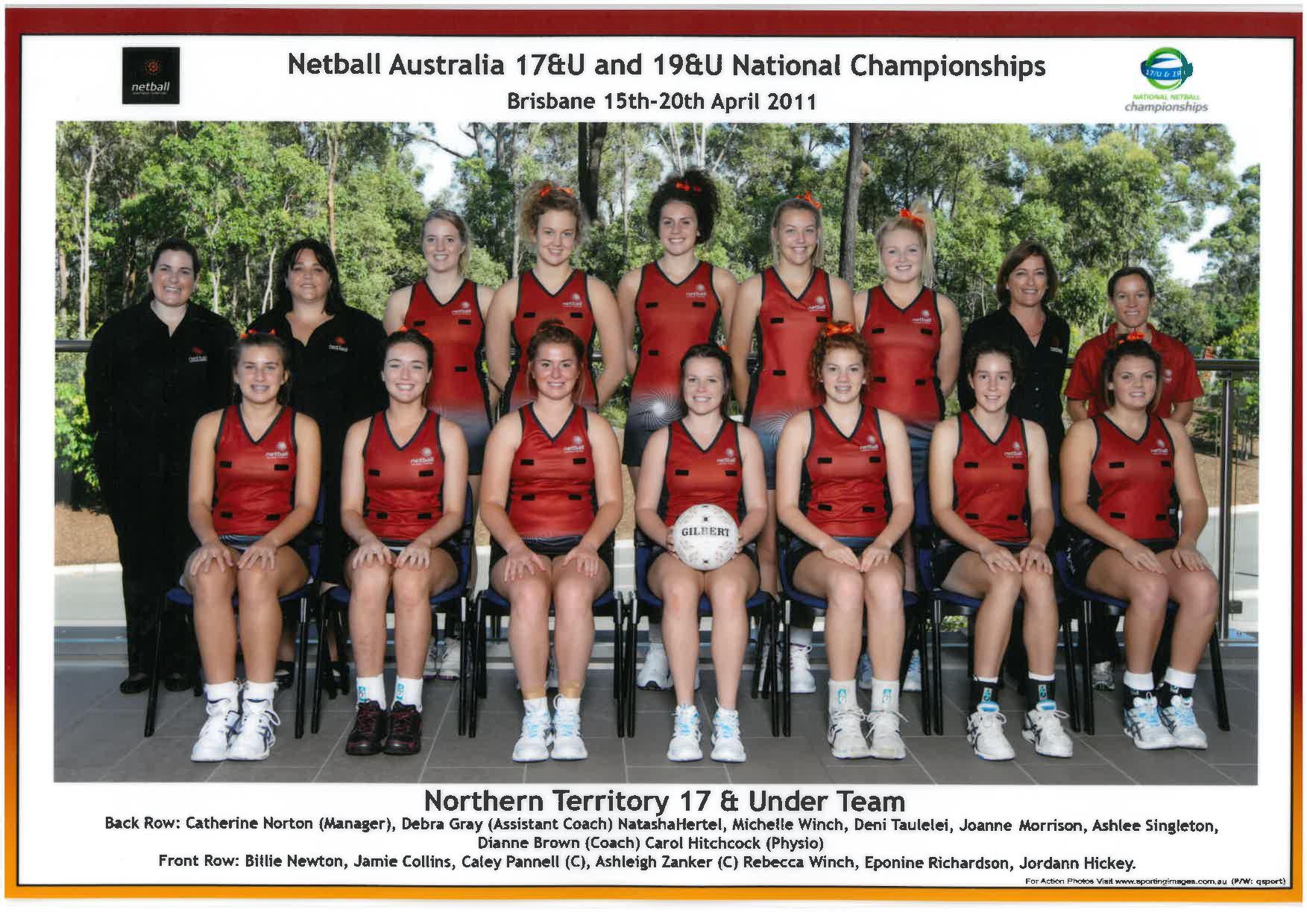 Netball NT State Team 2011 - 17U Team Photo with Names