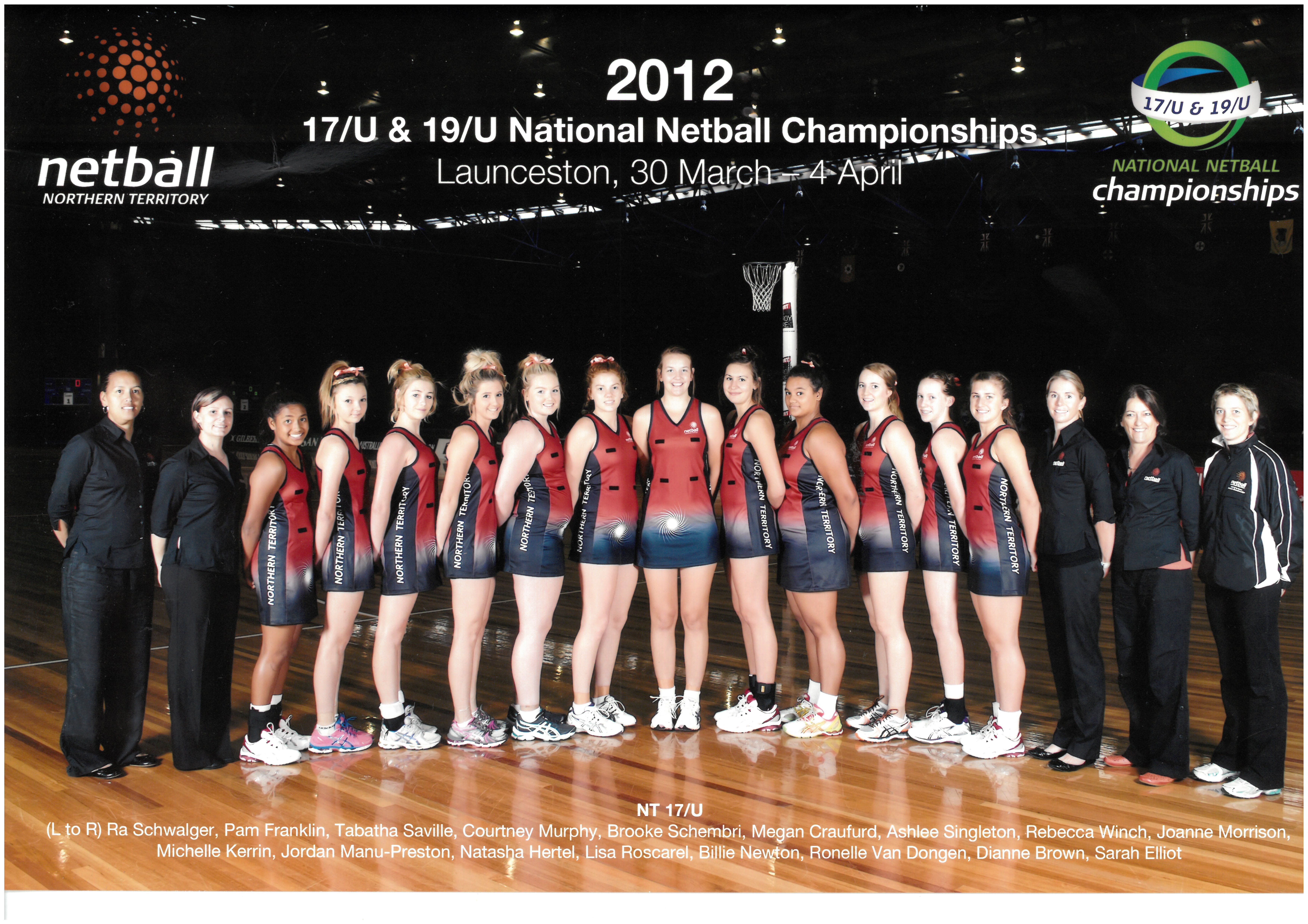 Netball NT State Team 2012 - 17U Team Photo with Names