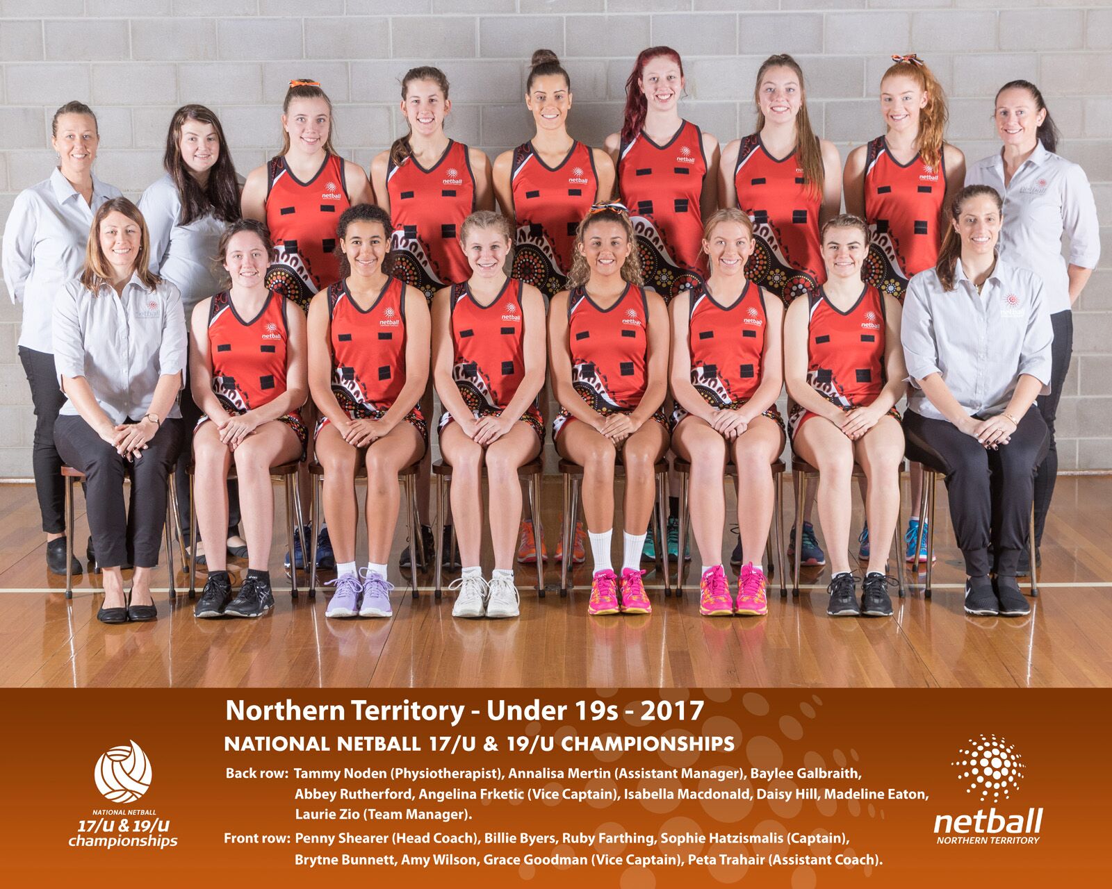 Netball NT State Team 2017 - 19U Team Photo with Names